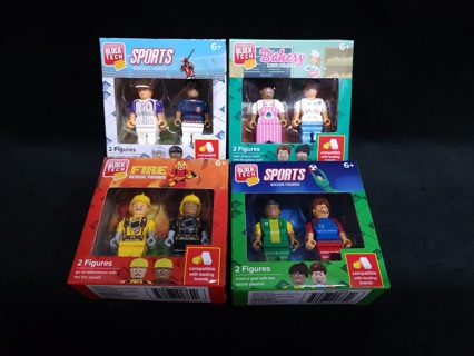Block Tech Figures New Sealed Lot of 4 Set Box Packs Mini Figurines Sports/Fire