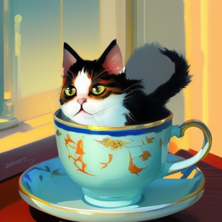 Listia Digital Collectible: Kitty in a Tea Cup