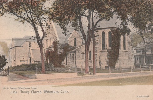 Vintage Used Postcard: (a): 1908 Trinity Church, Waterbury, CT