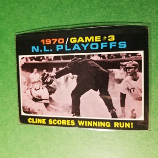 1971 Topps Vintage Baseball Card # 201 -  1970 N.L. PLAYOFFS GAME # 3  - EXMT/NRMT