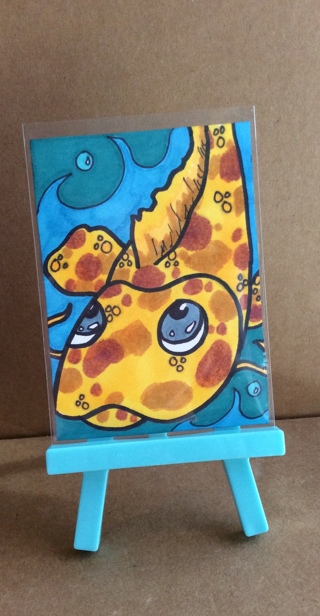 Yellow Koi original drawing aceo