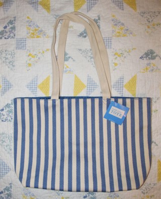 New Canvas Tote Blue & White Stripe from Yankee Candle