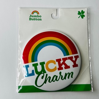 NIP LUCKY CHARM Rainbow St. Patrick’s Day JUMBO  Button Shamrock, 