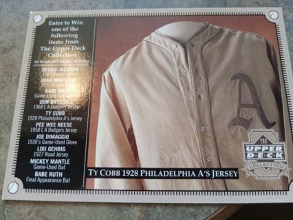 2000 UPPER DECK TY COBB PHILADELPHIA A'S JERSEY BASEBALL CARD