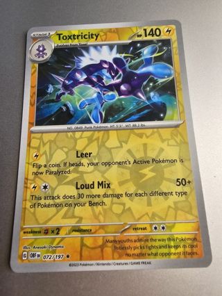 Pokemon Toxtricity 072/197 reverse holo rare card