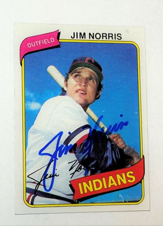 Autographed 1980 Topps 333 Jim Norris Cleveland Indians DP Baseball Card