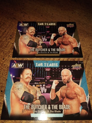 Two card lot awe wrestling The Butcher and the blade tag teAm