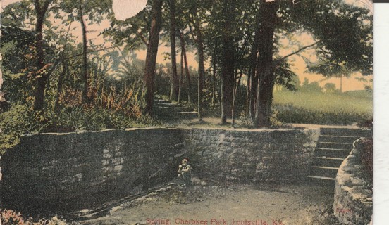 Vintage Used Postcard: (b): 1909 Spring, Cherokee Park, Louisville, KY