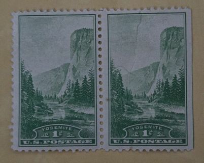 One Pair Mint .01 Yosemite US Postage Stamps.