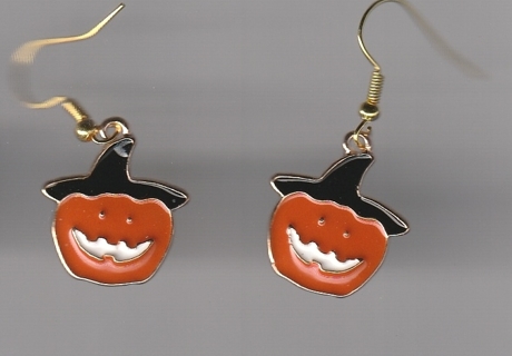 GP ENAMEL SMILEY FACE PUMPKIN EARRINGS STYLE 2 (PLEASE READ DESCRIPTION