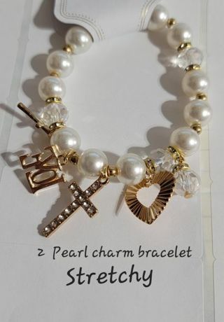 2 Stretchy pearl charm bracelet