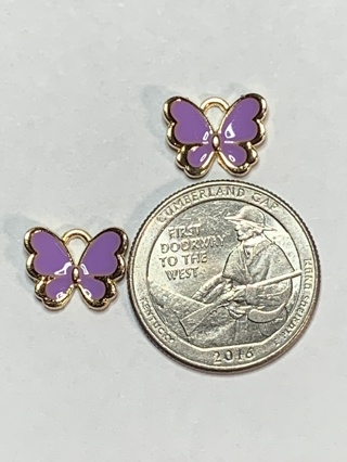 BUTTERFLY CHARMS~#11~PURPLE~SET OF 2 CHARMS~FREE SHIPPING!