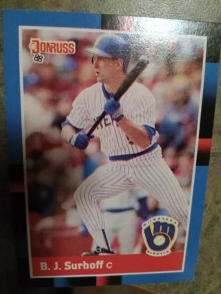 1988 DONRUSS BJ. SURHOFF MILWAUKEE BREWERS BASEBALL CARD# 172