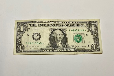 2017 A Series One Dollar Bill * Star Note!