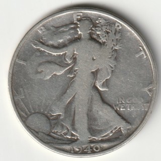 1940-S Walking Liberty Half Dollar 90% Silver U.S. Fifty Cent Coin