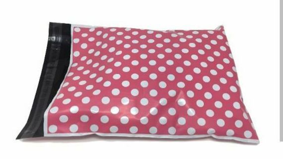 ➡️⭕(1) Pink w/White Polka-Dots 9x12" POLY MAILER⭕