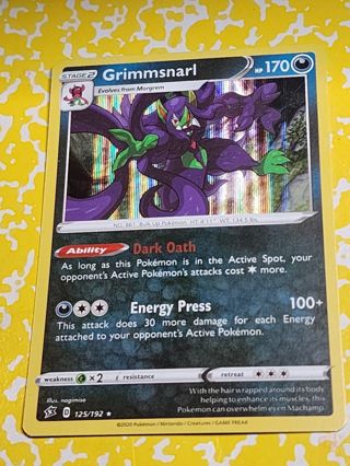 Pokemon Grimmsnarl holo rare card 125/192