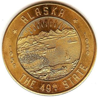 1959 ALASKA SOUVENIR BRONZE COIN SILVER DOLLAR SIZE