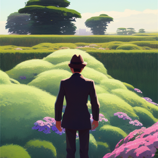 Listia Digital Collectible: Hills of flowers and man in suit