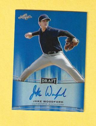 2015 Leaf Draft Jake Woodford Autograph Auto Blue #'d 5/50 Rookie RC Baseball Card