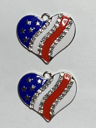 ♡AMERICAN FLAG CHARMS~SET #3~HEART~FREE SHIPPING♡