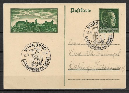 1938 NAZI Party Congress, Nuremburg used postcard