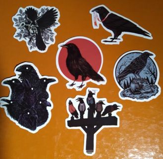 6- "CREEPY SCARY CROWS" STICKERS