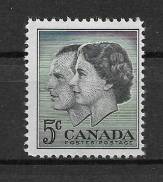 1957 Canada Sc374 Vlsl1 of Queen Elizabeth II and Prince Philip MNH