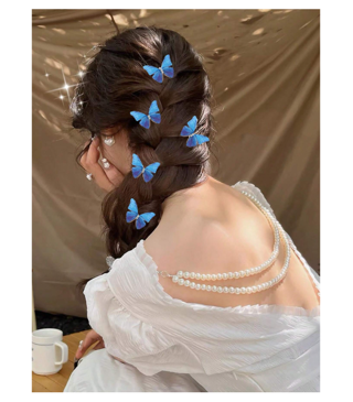 5pcs Rhinestone & Butterfly Decor Hair Clip Street