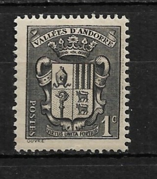 1937 Andora (French) Sc65 1c Arms MH