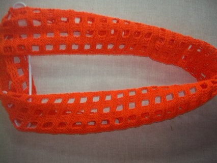 Hand Crocheted Orange Windowpane Infinity Scarf