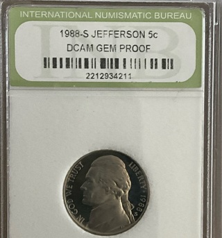 1988-S Jefferson Proof Nickel Uncirculated w/ Beautiful Toning