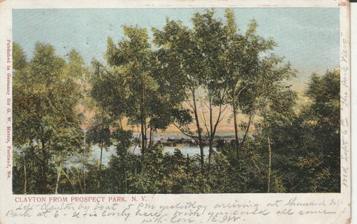 Vintage Used Postcard: b: 1905 Clayton Park from Prospect Park, NY