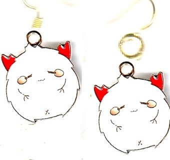 GP ENAMEL FAT WHITE CAT EARRINGS #2 (PLEASE READ DESCRIPTION