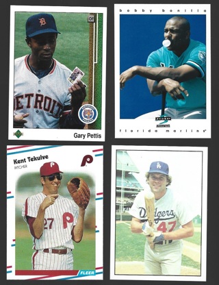 Four Different Fun Photo Baseball Cards - Bobby Bonilla Gary Pettis Kent Tekulve Andy Messersmith 