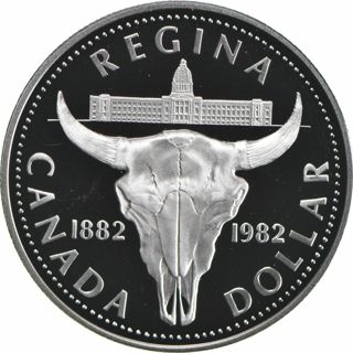 1982 Proof Canadian 50% Silver Canadian Silver Dollar - Regina 