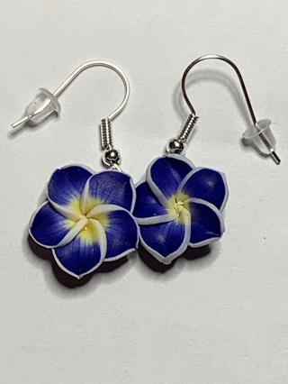 PURPLE FRANGAPANI EARRINGS WITH SILVER HOOKS~FREE SHIPPING!