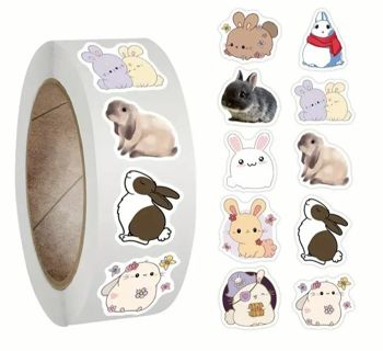 ➡️⭕(10) 1" BUNNY RABBIT STICKERS!! (SET 2 of 3) ANIMAL⭕EASTER