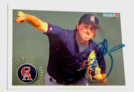 Autographed 1994 Fleer 58 Joe Grahe California Angels Baseball Card   (127)