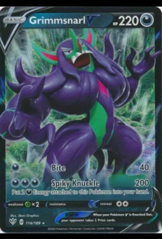 NM Ultra Rare Grimmsnarl V Pokemon card TCG SWSH