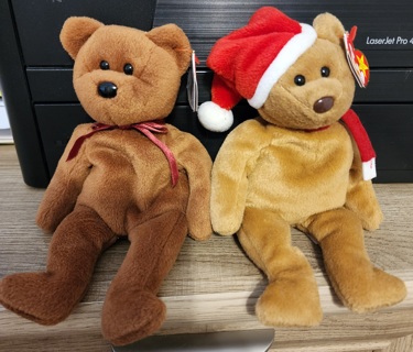 NEW - TY Beanie Bear Babies - "1997 Teddy" & "Teddy"