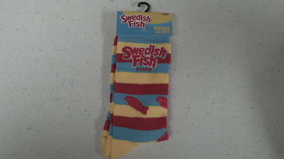 SOCKS Swedish Fish Fits Men's Shoe Size 6-12 NEW