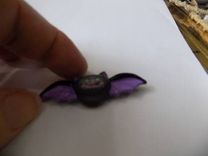 Vintage Halloween purple bat acrylic pin 2 inch wide