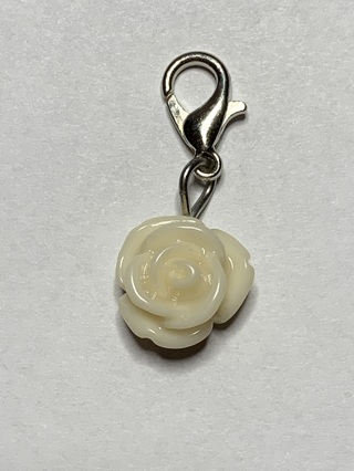 ❣ROSE DANGLE FLOWER CHARM~CREAM #5~WITH LOBSTER CLASP~FREE SHIPPING❣