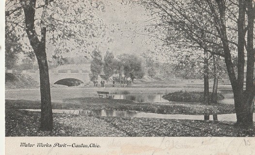 Vintage Unused Postcard: gin k: Water Works Park, Canton, OH