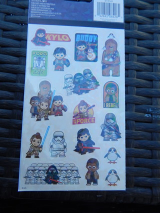 Fun sheet of colorful STAR WARS stickers