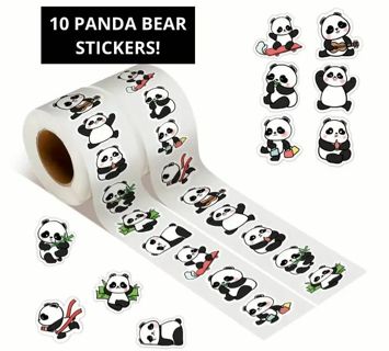 ⭐NEW⭐(10) 1" PANDA BEAR STICKERS!