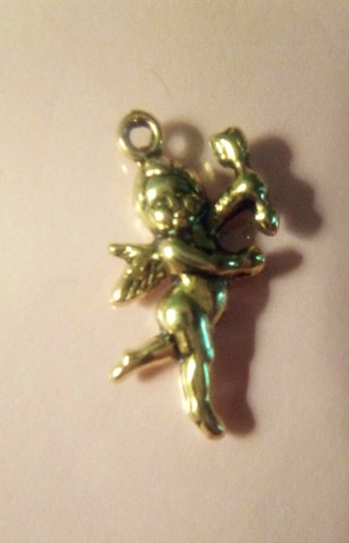 Tiny Cherub charm,Gold tone metal 