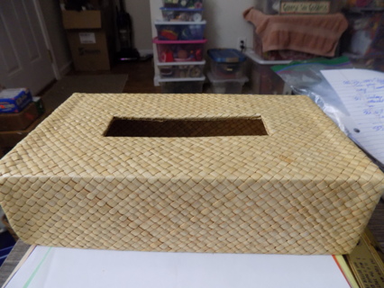 Tan Basketweave tissue box cover # 1 10 x 5 1/2 x 3