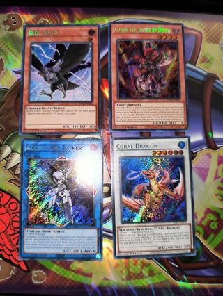 4 near mint condition Secret Rare Holo Yugioh cards